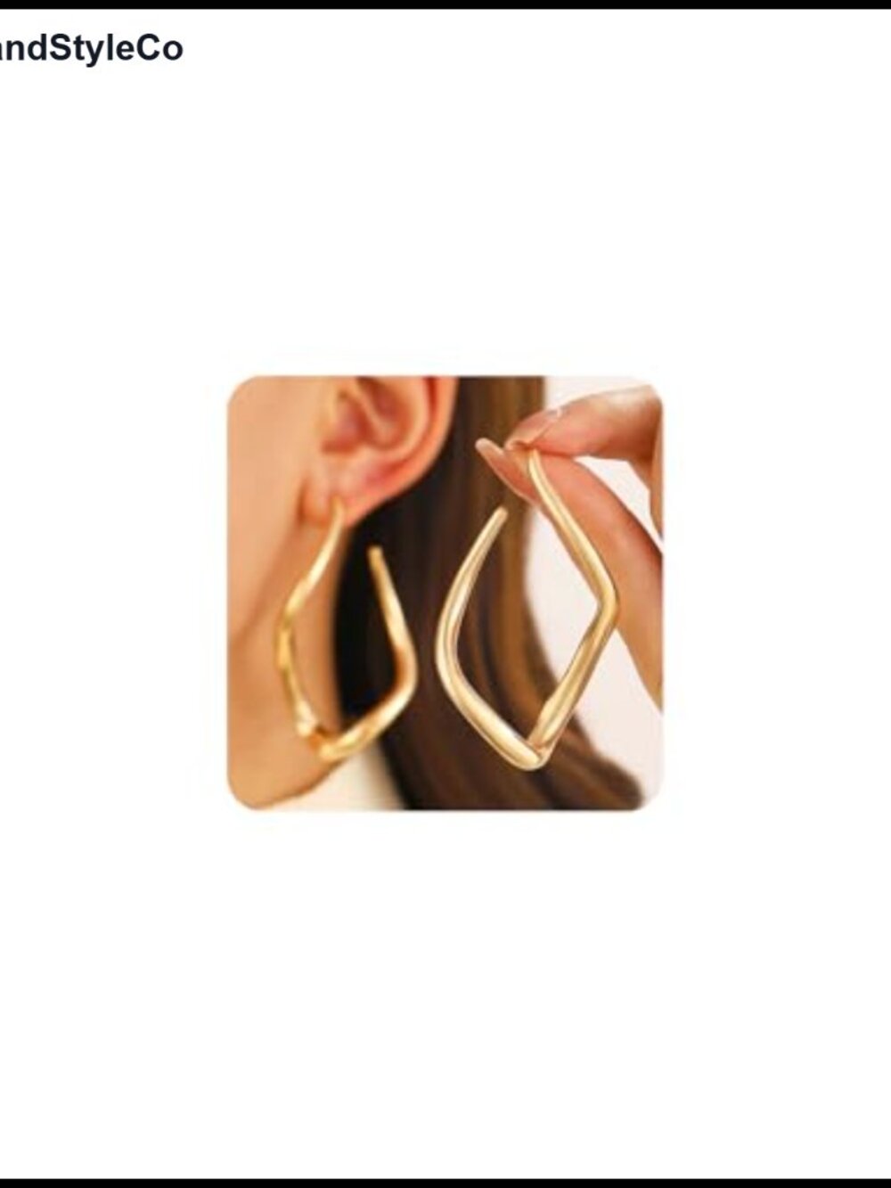 Oversized Gold Plated Square Hoop Earrings Bold Statement Jewelry Gift